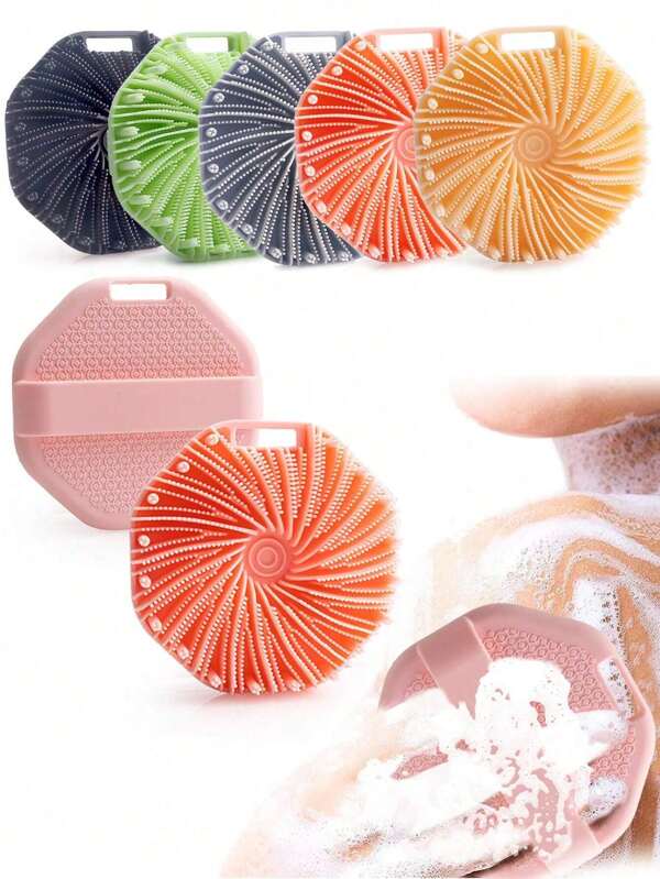 فرشاة استحمام من السيليكون لتنظيف الجسم وغسل الظهر والتقشير، متوفرة بخيارات ألوان متعددة، فرشاة استحمام محمولة