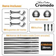 Chrome Curtain Rod Kit For Living Room Bedroom, 4.00 Meters, Thick, 28mm, Complete - 4.00 Meters - View 2
