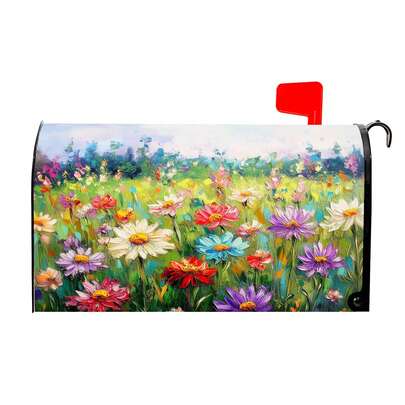 Spring Summer Mailbox Covers Magnetic Standard Size 18 X 21 Inch Butterfly Floral Magnetic Mailbox Cover Wildflowers Mailbox Wraps Post Box Cover Decoration Outdoor Garden Home Yard Outside