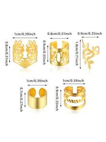 50pcs Elegant Braided Hair Accessories Adjustable Hair Rings Exquisite Pattern Vintage Style Women's Dreadlock Ornaments - Gold - View 9