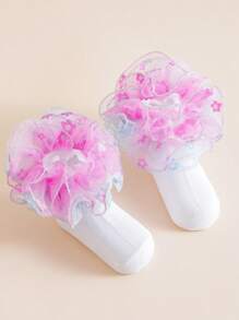 1 par de calcetines de tobillo con adorno de encaje, elegante estilo princesa para danza, primavera/verano para niñas