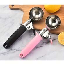 Stainless Steel Ice Cream Scoop With Clasp - Reusable, Washable Party, Wedding And Home Dessert Scoop - Modern Melon Ball And Dough Scoop, Essential Kitchen Gadget