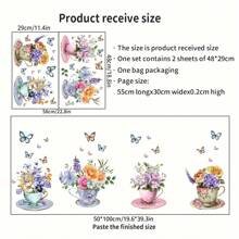 1 set de autocolante de perete cu imprimeu floral, autocolante de perete impermeabile din PVC cu flori în acuarelă, potrivite pentru bucătărie, sufragerie, dormitor, verandă, decor pentru cameră de bucătărie, decor pentru casă, tapet, tapet pentru baie, autocolante personalizate, decor de perete