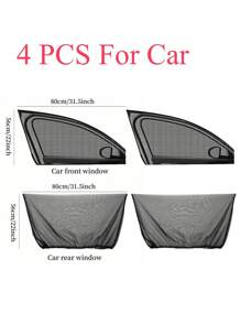 Parasol universal para autos y SUV, protección UV y anti-mosquitos de gasa elástica para ventanas, parasol para ventanas laterales delanteras y traseras, nuevo accesorio protector de malla