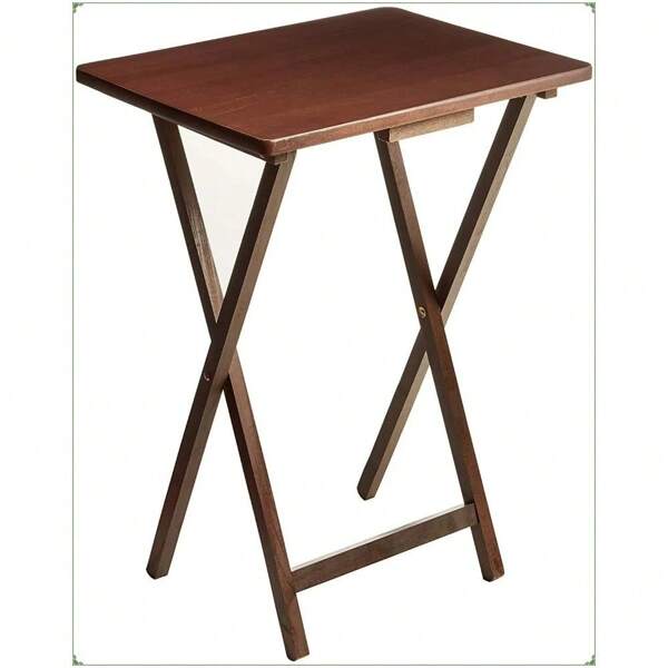 Indoor Single Folding TV Tray Table - Walnut L19 X W15 X H26