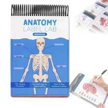 1 pièce Livret de travail coloré avec étiquettes d'anatomie, plus de 100 pages et pages effaçables - Guide d'apprentissage essentiel pour pratiquer la terminologie anatomique, plus de 100 diagrammes anatomiques, outil d'apprentissage de l'anatomie | Facile à feuilleter | Pages [couleur aléatoire], fournitures scolaires, rentrée scolaire