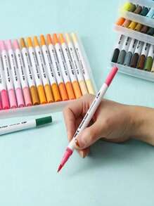 12/24/36/48/60/80 Color Double-Sided Marker Pens, Fine Tip Brush Pens For Sketching, Watercolor, Professional Drawing, Suitable For Back To School Supplies