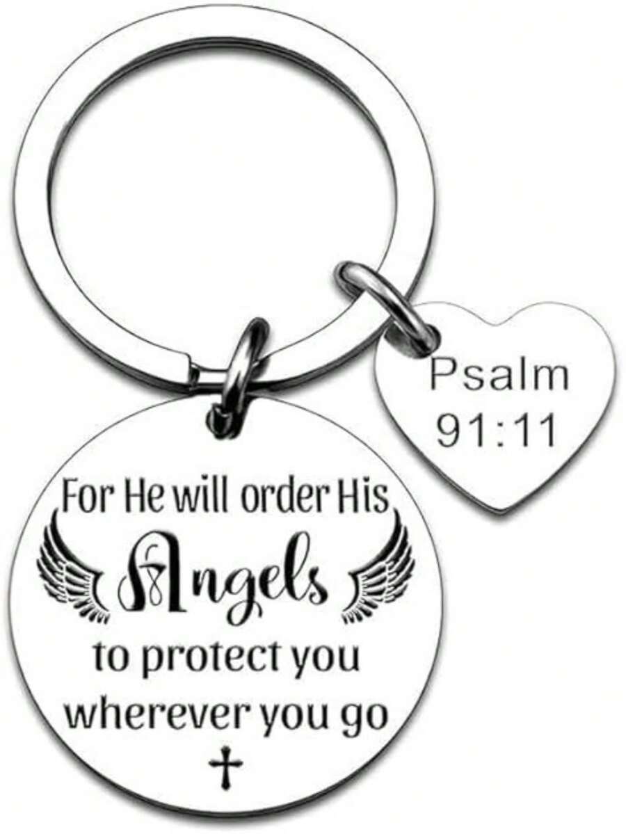 1 chiếc móc chìa khóa bằng thép không gỉ mới cho nữ hình cánh thiên thần, phụ kiện túi quà tặng cho bạn bè và chị em, phụ kiện xe hơi, trường học, dây đeo túi Goth Y2k dễ thương có ngăn đựng thẻ ID, phụ kiện xe hơi, móc khóa túi - Bạc - Xem 1