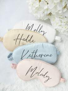 3 pièces Masque pour les yeux personnalisé avec un chouchou et un sac de rangement. Masque de sommeil monogramme personnalisé, chouchou à cheveux. Meilleur cadeau de demoiselle d'honneur, cadeau de fête de mariage. Faveur de mariage personnalisée. Ensemble de masque pour les yeux et chouchou en satin de soie imitation . Cadeau pour les demoiselles d'honneur, faveurs de mariage