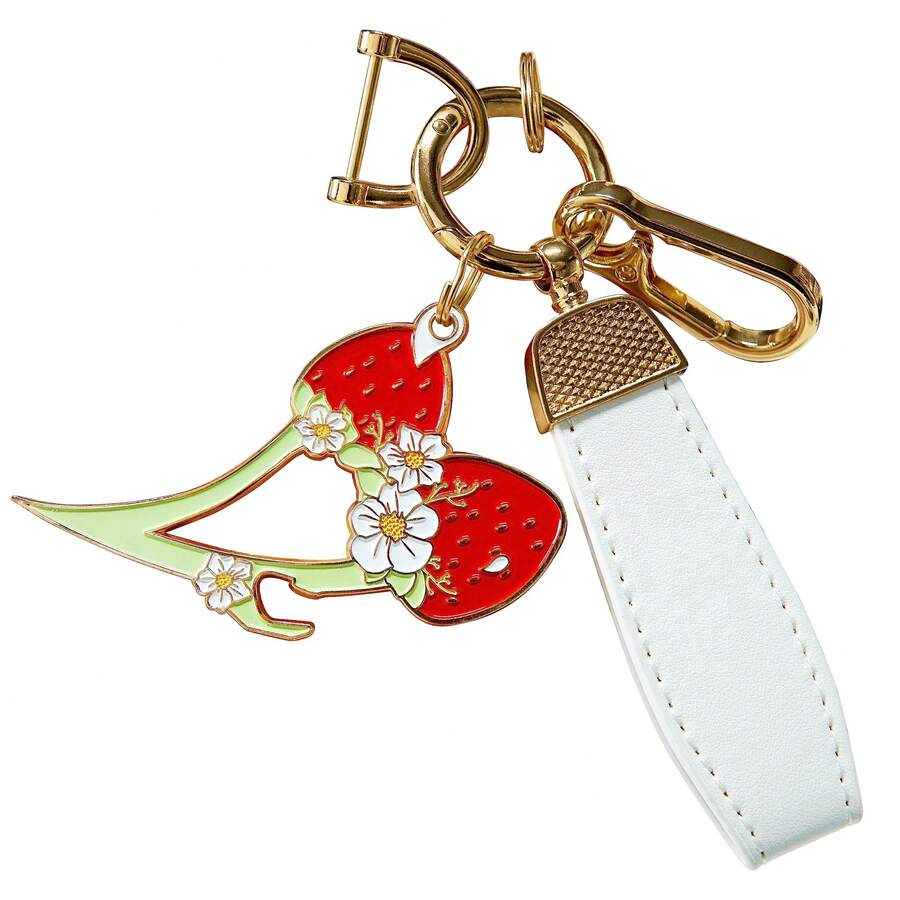 女士防身钥匙扣草莓钥匙链配件套装汽车配件包饰背包适合上学