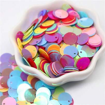 400 pièces 20g 10mm Sequins ronds lâches en plastique avec trou de 1mm Paillettes colorées pour la réalisation de bijoux, DIY, scrapbooking, couture, artisanat