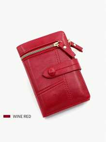 Nouveau portefeuille coréen pliant multifonctionnel, couleur bordeaux, petit porte-cartes anti-vol, portefeuille et porte-monnaie en PU doux, cadeau pour femme, mini-portefeuille, porte-monnaie
