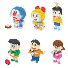 Doraemon Bloques de construcción de micropartículas con figura de Doraemon Nobita de anime, juguete de ensamblaje para niños y niñas, regalo lindo