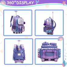 3PCS Cute Rolling Backpack For Girls Kids Backpack With Wheels Roller Backpack With Wheels Set For Elementary Students Carry On Luggage Bookbag With Roller - Girls Trolley Bag - View 9
