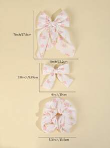 3 pezzi/confezione Fermagli per capelli in tessuto con fiocco carino + Elastici per capelli + mollette farfalla per capelli, set di accessori per capelli per bambini, per la primavera/estate