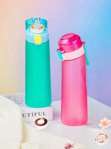1 pièce Bouteille d'eau parfumée, bouteille avec un pod de saveur aléatoire, bouteille à eau 0 sucre 0 calorie avec paille pour l'extérieur, tasse étanche - convient pour la salle de gym, la course, la bouteille d'eau de sport
