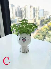 1 pezzo Vaso da fiori in ceramica a forma di gatto in miniatura, vaso da piante in stile cartoni animati carino, vaso da scrivania per piante grasse, decorazione da scrivania fai-da-te, regalo ideale per adolescenti, scuola, festival, feste, decorazione per la casa, vaso, decorazione per la stanza, vaso da fiori, vaso in vetro