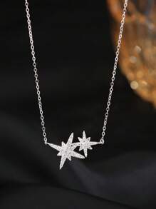 1 Stück elegante 925er Sterlingsilber-Kette für Damen, minimalistisches sechszackiger Stern Design, geeignet für den täglichen Gebrauch und festliche Anlässe, Party-/Geburtstagsgeschenk
