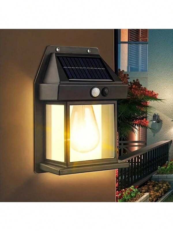 1 Stück Außen Solar-Bewegungsmelder Licht, 3 Modi/Wolframdraht Haus Solar Sicherheitsleuchte kabellos, Solar Wandleuchte Außenbeleuchtung für Haustür, Hinterhof, Garage, Terrasse (warmweiß)