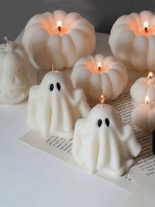 1 pieza Molde de vela en forma de fantasma lindo de silicona para velas perfumadas, adecuado para moldeado de resina, elaboración de jabón y manualidades DIY - para decoraciones navideñas y regalos hechos a mano
