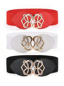 1pc/2pcs/3pcs/4pcs Elastic Waist Belt With Buckle Decor For Women Valentine's Day Valentines Summer, School Fall, Autumn, Halloween