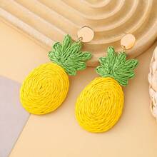1 Pair Handmade Raffia Pineapple Earrings - Multicolor - View 8