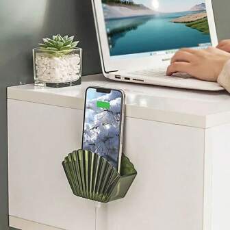 1PC Light Luxury Wall-Mounted Shell Remote Control Organizer No-Punch Charging Port Design Multifunctional Organizer Goddess