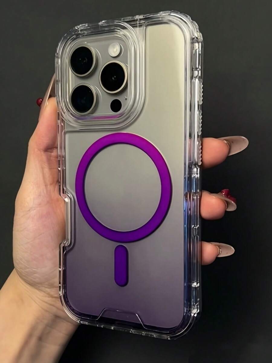 1pc Cute Gradient Color Magnetic Wireless Charging Phone Case, Soft Silicone Back Cover, Candy Color, Compatible With IPhone 17 Air 16 15 14 13 12 11 Pro Max Plus