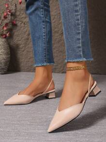 Chaussures à talons hauts blanches pour femmes avec sangle arrière, mules pointues