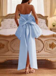 WOWDARK Women's Elegant Detachable Bow Bud Dress, Fashion Sleeveless Dress For Autumn