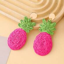 1 Pair Handmade Raffia Pineapple Earrings - Multicolor - View 3