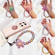 Personalized Candy Color Flower Beaded Phone Strap, Keychain Pendant, Acrylic Crystal, Ins Style Gifts For Mother, Family, Friends, Birthday, Holiday Phone Charm, Phone Chain - Multicolor - View 3