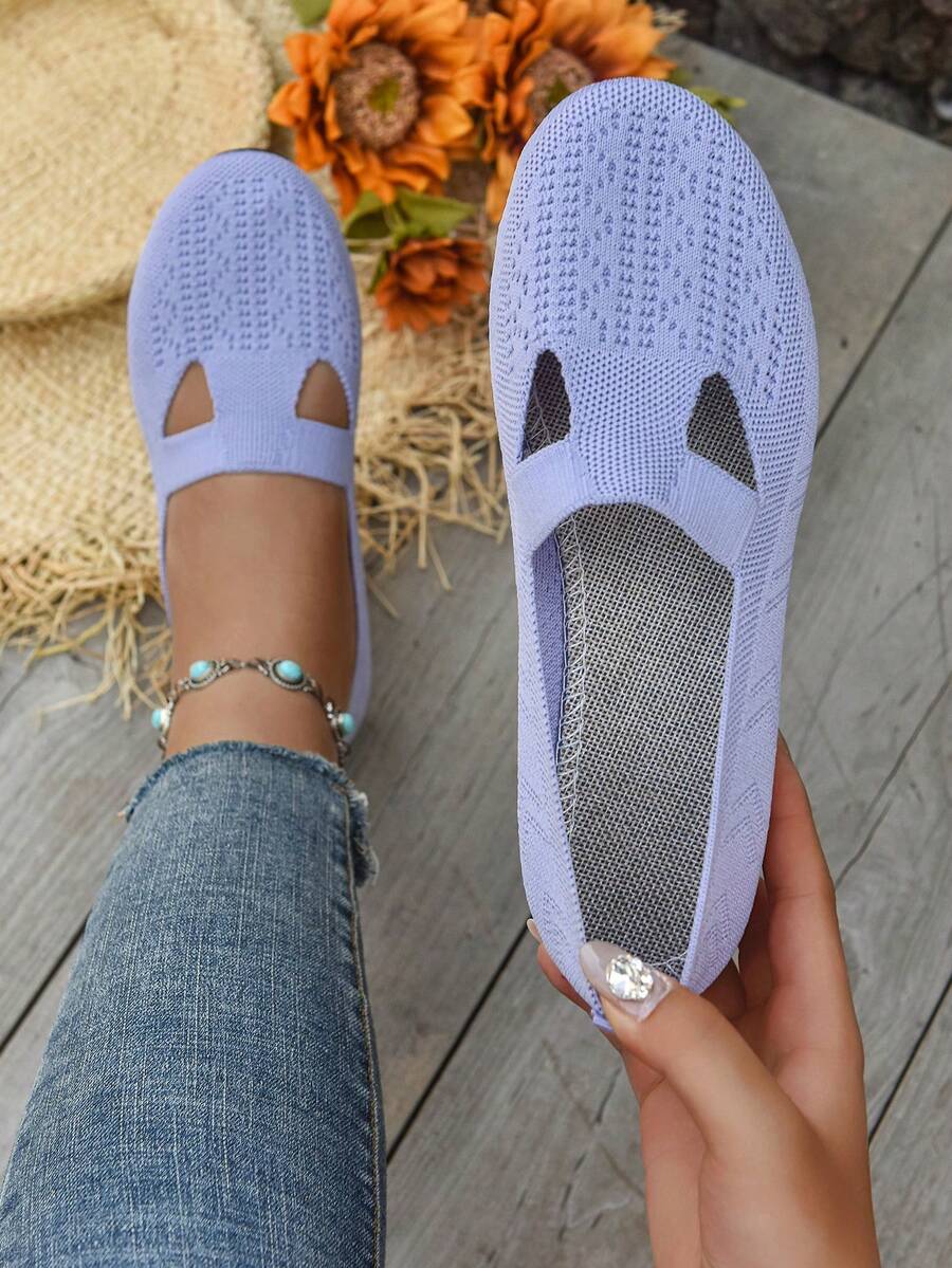 2025 Summer Breathable Casual Soft Bottom Mesh Shoes, Non-Slip Soft Bottom Middle-Aged & Elderly Walking Shoes, Comfortable Slip-On Breathable Fabric Shoes For Mom - Violet Purple - View 1