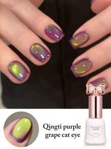 SHANGFEIYA 10ml Grape Purple Green Light Cat Eye Magnetic Gel Polish Soak Off UV LED Varnish Semi Permanent Purple Crystal Cat Eye Nail DIY