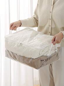 Large Storage Bag Quilt Storage Bag Household Transparent Large Capacity Clothing Sorting Bag Dustproof And Moisture Proof Handheld Storage Bag For Closet Organizer For Bedroom For Back To School Clothing Storage Box Closet Storage Containers Organizer Storage Bins Home For Blankets Beddings Comforter Pillow Toys Home Essentials Back To School Essentials Bag For School School Accessories School Stuff