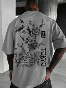 2025 Spring & Summer Popular New Japnese Style Insect, Bird & Floral Print T-Shirt