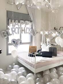 Bộ 42 quả bóng bay lá kim loại hình chữ "Happy Birthday" màu bạc 16 inch, bao gồm bóng bay cao su màu trắng và bạc và bóng bay lá kim loại hình trái tim, dùng để trang trí chữ cái tiếng Anh Happy Birthday, trang trí cảnh tiệc, lễ kỷ niệm sinh nhật, trang trí phông nền tiệc gia đình, đám cưới, tốt nghiệp, trang trí tiệc sinh nhật, tiệc độc thân, đính hôn - Nhiều màu - Xem 8