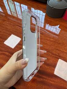 Funda con espejo 2 en 1, compatible con phone 1-16 Plus, espejo para maquillaje, bonita, brillante, parte trasera rígida, parachoques de TPU suave transparente, ajuste delgado, funda protectora anticaídas a prueba de golpes para phone 3 Pro Max 1 unidad - Blanco - Ver 2