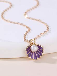 1pc/2pcs/4pcs Girl Shell Faux Pearl Necklace Set - Multicolor - View 17