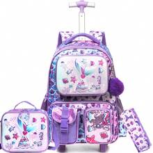 Cute Rolling Backpack For Girls Kids Backpack With Wheels Roller Backpack With Wheels Set For Elementary Students Carry On Luggage Bookbag With Roller