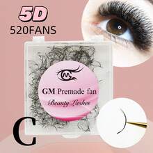 预制扇形睫毛 8-15 毫米 每盒 520 片 3D/4D/5D/6D/7D/8D 浓密睫毛 0.07 毫米 手工散装扇形 C/D 卷曲睫毛延长 - C - 查看 40