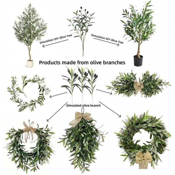 3 pièces/16 pièces Branches artificielles d'olivier réalistes avec fruits, convenant pour la décoration de la maison et du jardin, bouquets de mariage, arrangement de fleurs en soie, cadeaux créatifs, décorations de fêtes, fournitures pour fête d'anniversaire, arbre faux DIY, couronnes, bouquets, vignes