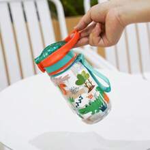 1pc 600ml/21OZ Transparent Cartoon Printed Straw Cup, 3D Anime Design Portable Plastic Water Bottle, Kids Straw Cup, Outdoor Sports Water Bottle, Picnic, Camping, School, Hiking, Travel, Gift