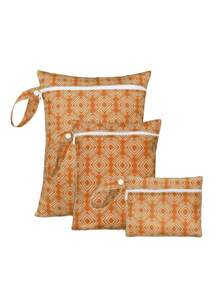 3pcs Cartoon Pattern Baby Diaper Wet Dry Bag/Storage Bag, Baby Bath Decor, Family Gift, Random Pattern Distribution
