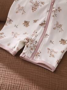 Summer Fresh Sweet Female Baby Clothes Floral Print Crew Neck Short Sleeve Comfortable Jumpsuit Everyday Casual Wear Girl Clothes One Piece