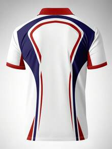 Men's Colorblock Print Short Sleeve Polo Shirt And Shorts Set - Multicolor - View 4