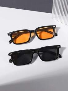 1/2/3 件男士亚克力休闲长方形时尚黑色太阳镜，适合夏季海滩度假、户外、旅行
