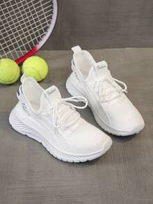 Women's Lightweight Breathable Casual Sports Shoes, Comfortable Running Fitness Sneakers, White Versatile Sneakers Suitable For All Seasons - White - View 4