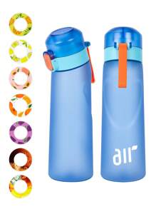 1 pièce Bouteille d'eau parfumée, bouteille avec un pod de saveur aléatoire, bouteille à eau 0 sucre 0 calorie avec paille pour l'extérieur, tasse étanche - convient pour la salle de gym, la course, la bouteille d'eau de sport