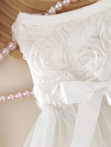 宠物猫/狗女士连衣裙，蝴蝶结装饰，透气柔软面料，适合春夏派对、开斋节、婚礼场合 - 白色 - 查看 6